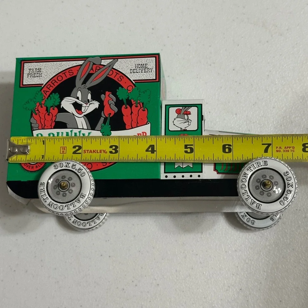 Warner Bros Bugs Bunny Green Grocer Delivery Truck Tin Metal Litho Green Vintage